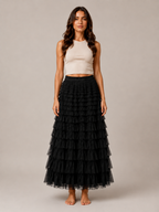 Polly - Tule Dames Maxi-rok Met Elastische Tailleband