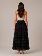 Polly - Tule Dames Maxi-rok Met Elastische Tailleband