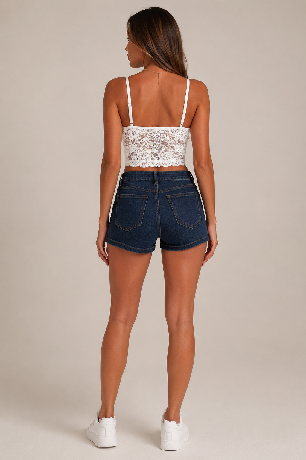 Pleuni - Dames Kanten Cropped Top Met V-Hals En Bloemenprint