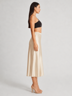 Parisa - Satijnen Dames Midi-rok Met Hoge Taille