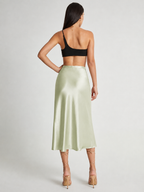 Parisa - Satijnen Dames Midi-rok Met Hoge Taille