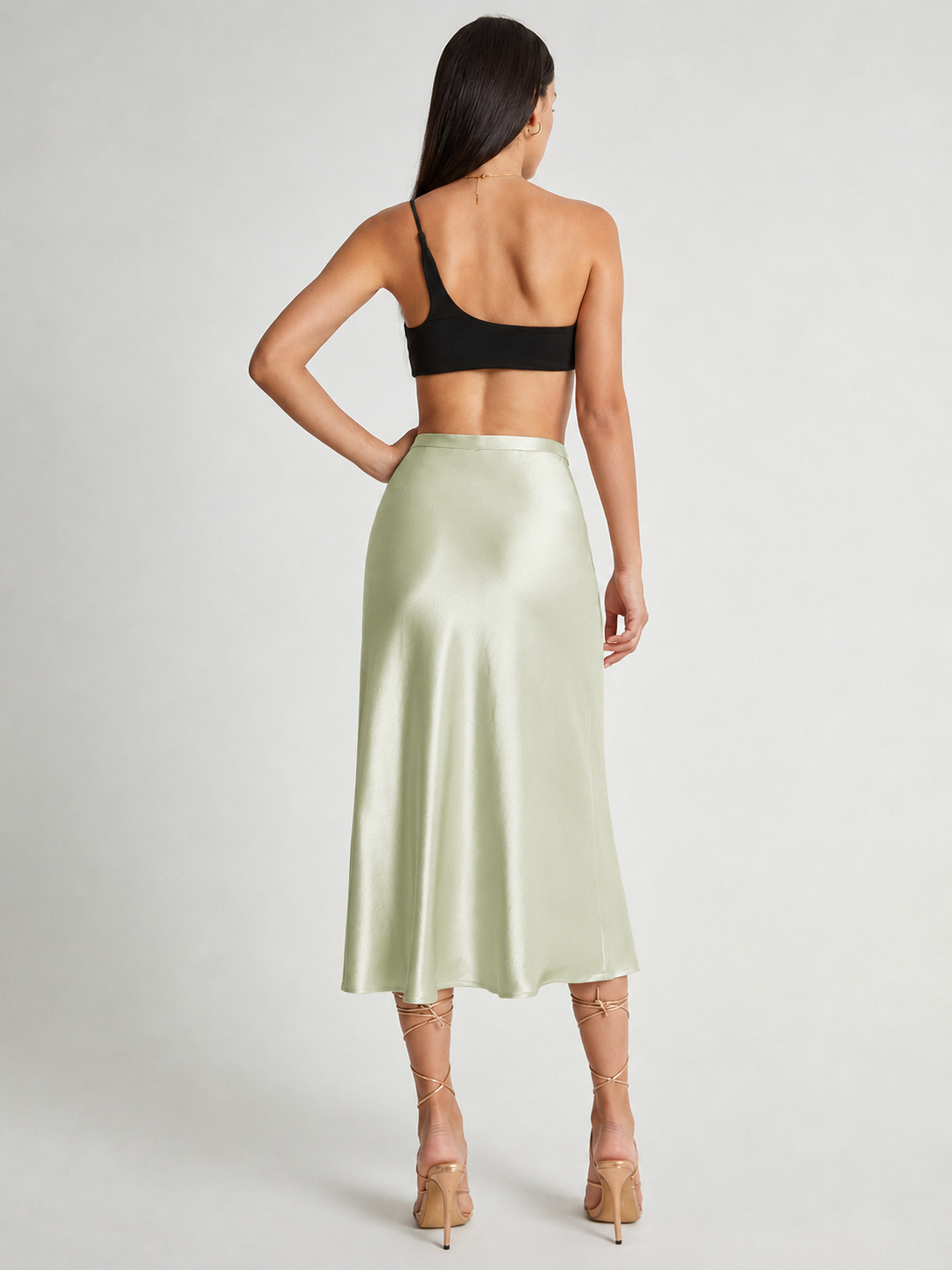 Parisa - Satijnen Dames Midi-rok Met Hoge Taille