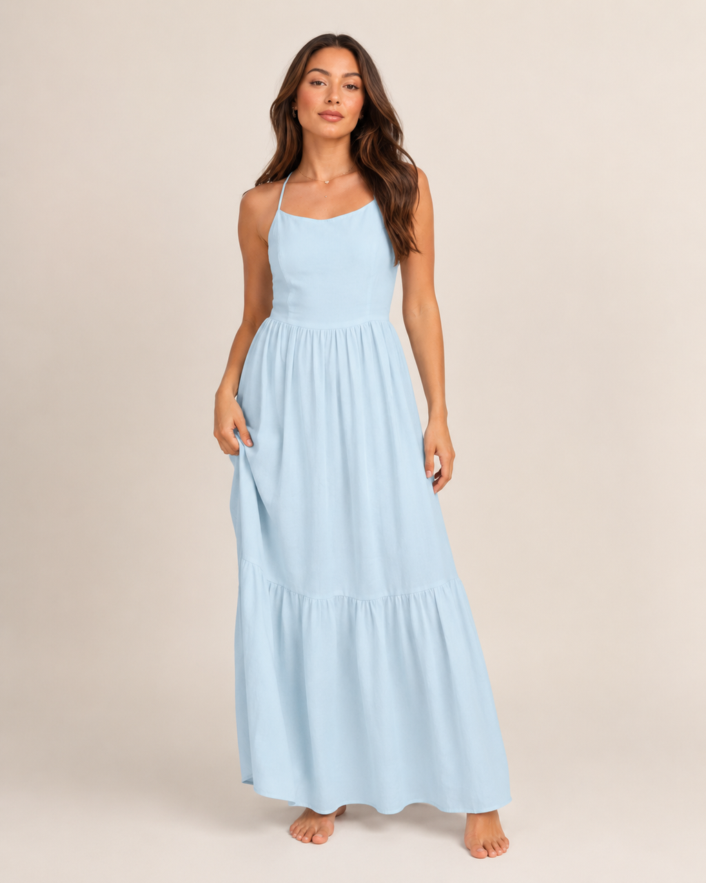 Livia -Dames Maxi-jurk Met Spaghettibandjes