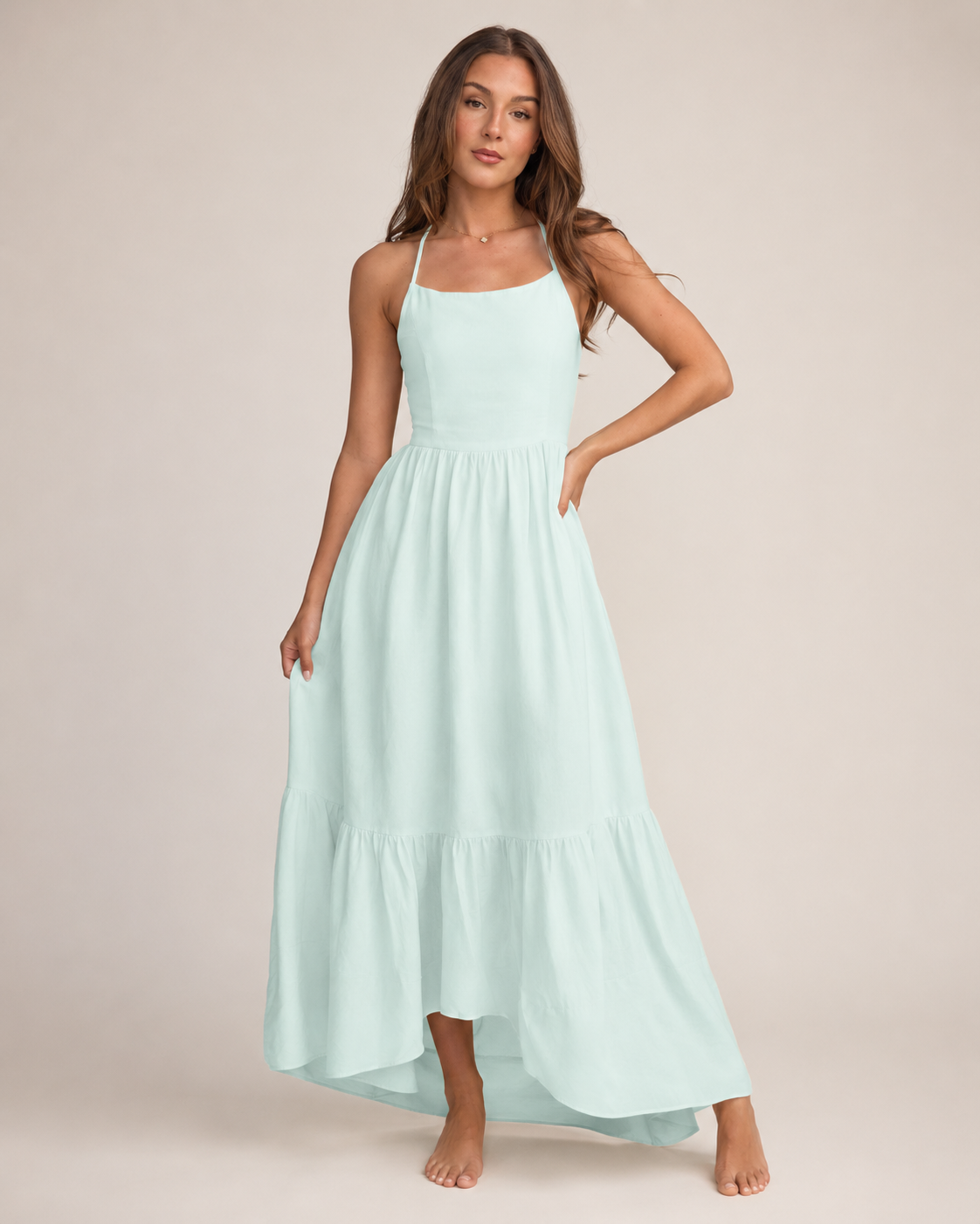 Livia -Dames Maxi-jurk Met Spaghettibandjes