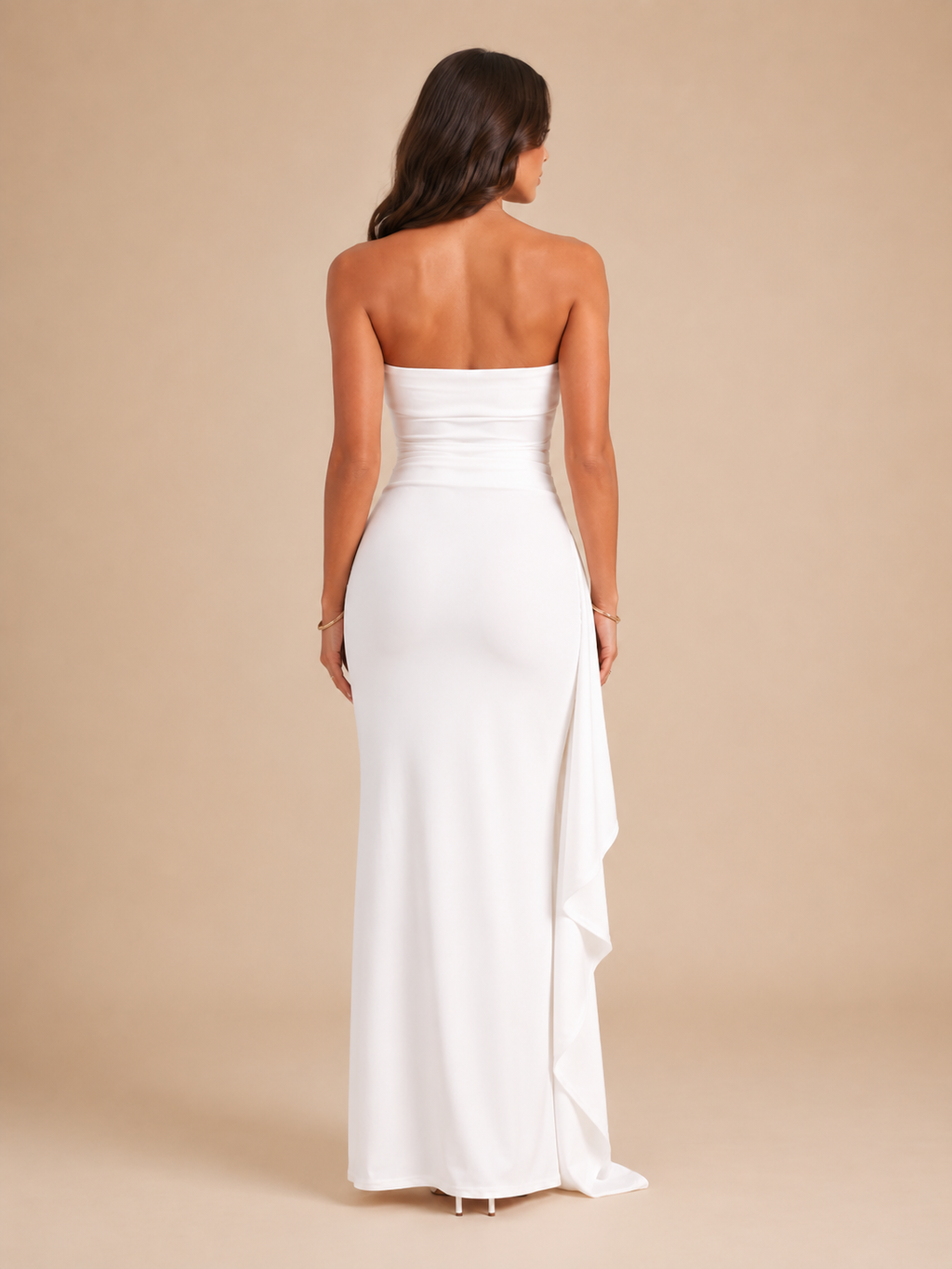Leontine - Strapless avondjurk met hoge split