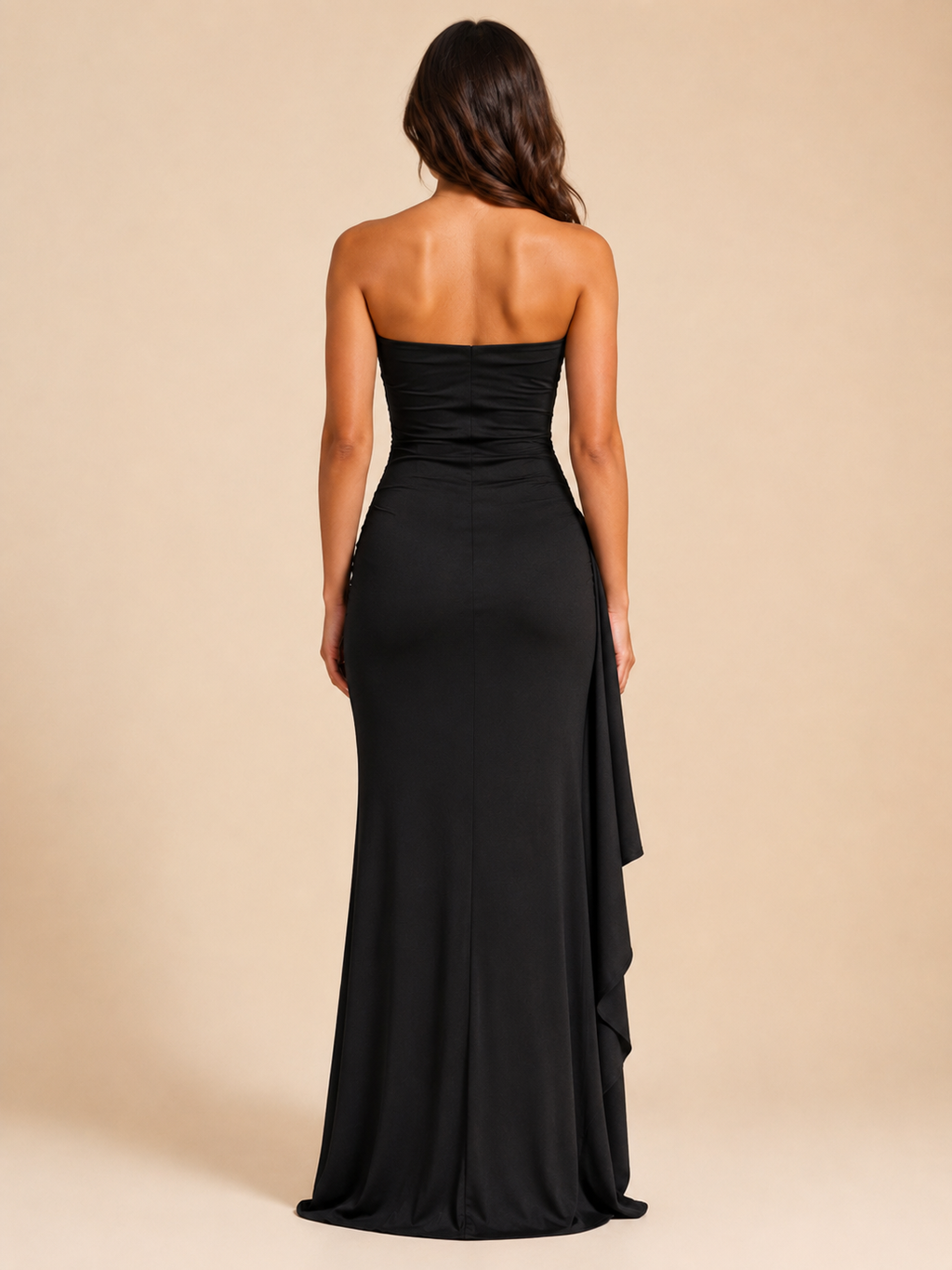 Leontine - Strapless avondjurk met hoge split