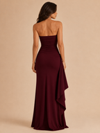 Leontine - Strapless avondjurk met hoge split
