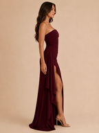 Leontine - Strapless avondjurk met hoge split