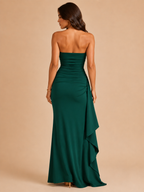 Leontine - Strapless avondjurk met hoge split
