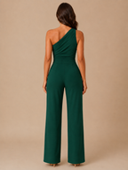 Gianelle - One-shoulder jumpsuit met drapering en strikceintuur