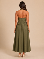 Laurine - Halter maxi-jurk met open rug en A-lijn