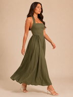 Laurine - Halter maxi-jurk met open rug en A-lijn