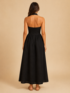 Laurine - Halter maxi-jurk met open rug en A-lijn