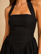 Laurine - Halter maxi-jurk met open rug en A-lijn