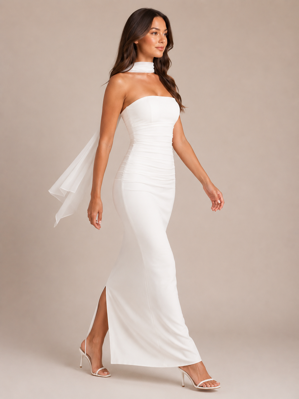 Lorielle - Sjaal Bandeau Maxi-jurk met Nauwsluitende Pasvorm