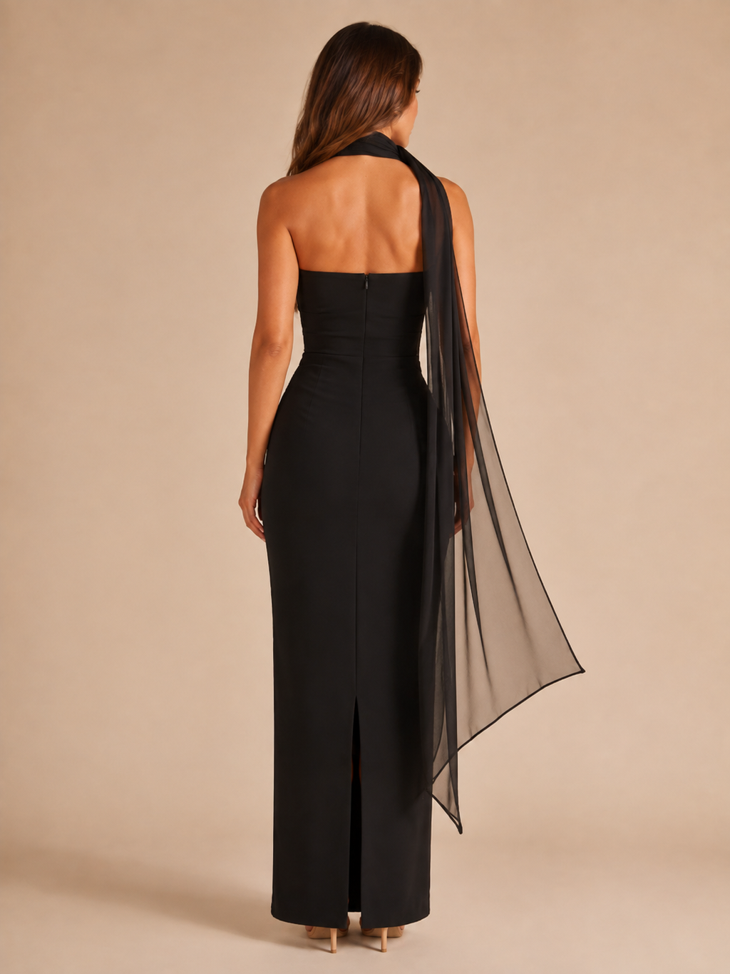 Lorielle - Sjaal Bandeau Maxi-jurk met Nauwsluitende Pasvorm