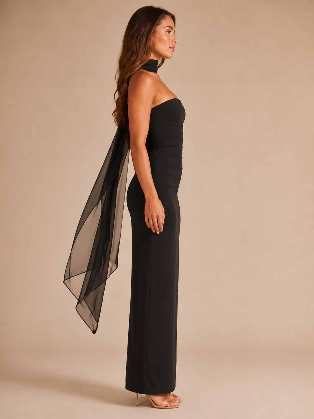 Lorielle - Sjaal Bandeau Maxi-jurk met Nauwsluitende Pasvorm