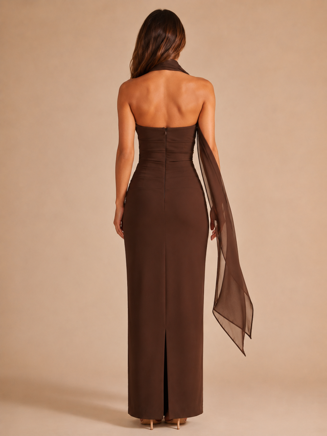 Lorielle - Sjaal Bandeau Maxi-jurk met Nauwsluitende Pasvorm
