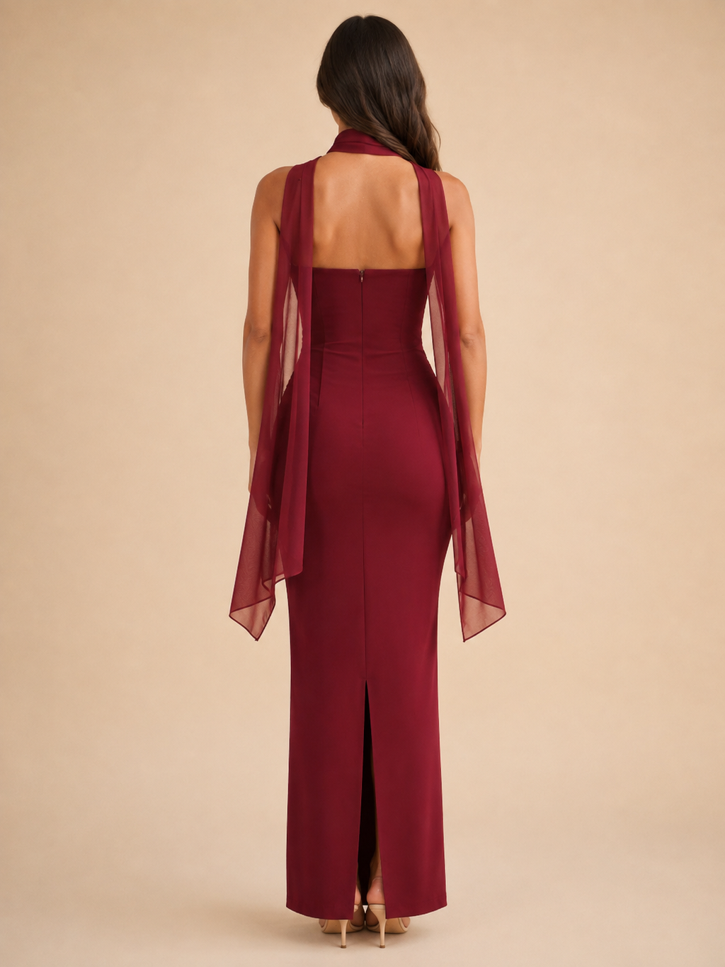 Lorielle - Sjaal Bandeau Maxi-jurk met Nauwsluitende Pasvorm