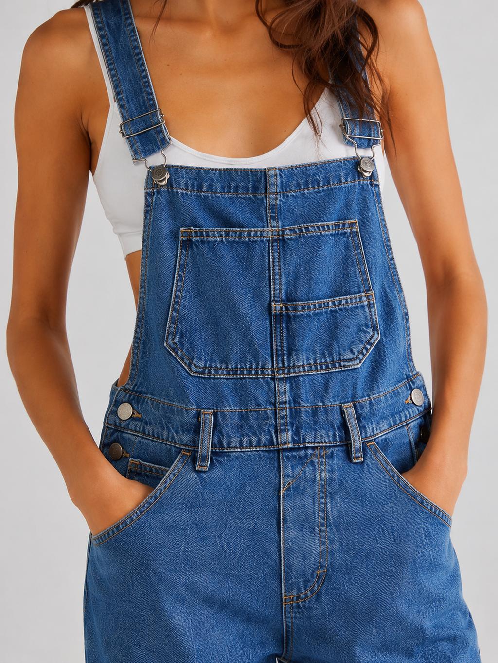Paz - Dames Denim Tuinbroek Met Verstelbare Schouderbanden