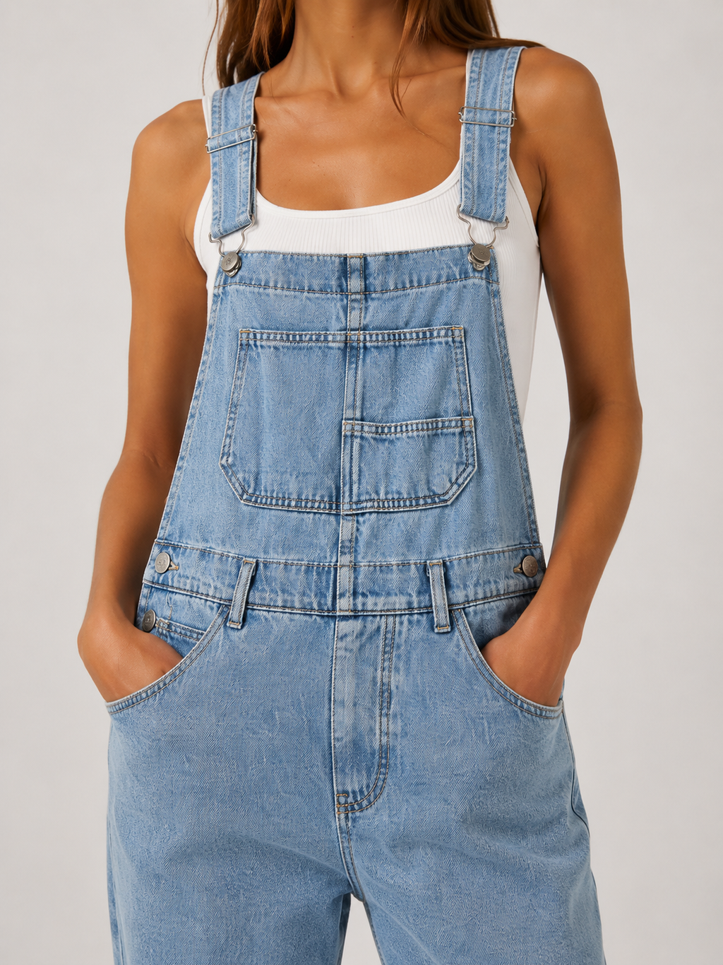 Paz - Dames Denim Tuinbroek Met Verstelbare Schouderbanden