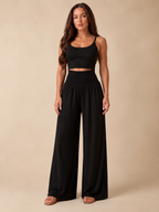 Priscille - Dames Broek Met Hoge Taille En Wijde Pijpen