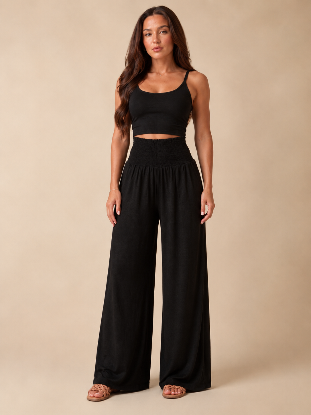 Priscille - Dames Broek Met Hoge Taille En Wijde Pijpen