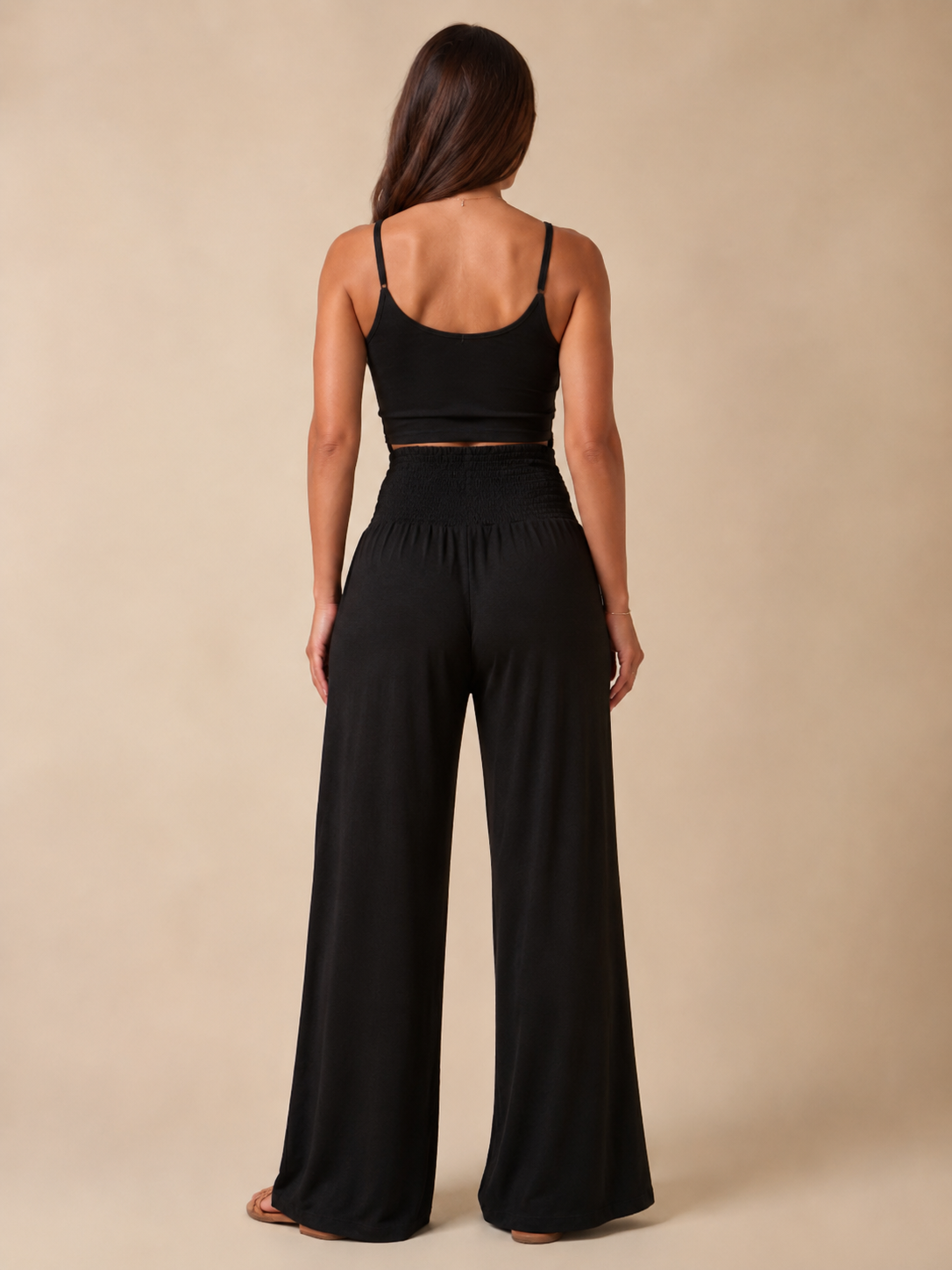 Priscille - Dames Broek Met Hoge Taille En Wijde Pijpen