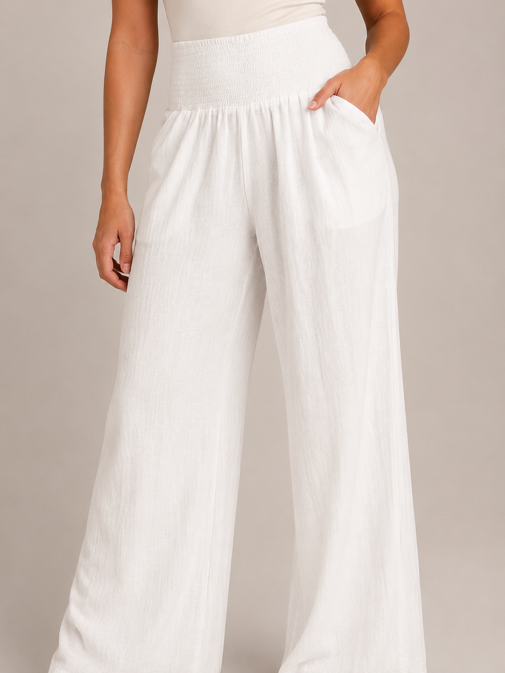 Priscille - Dames Broek Met Hoge Taille En Wijde Pijpen