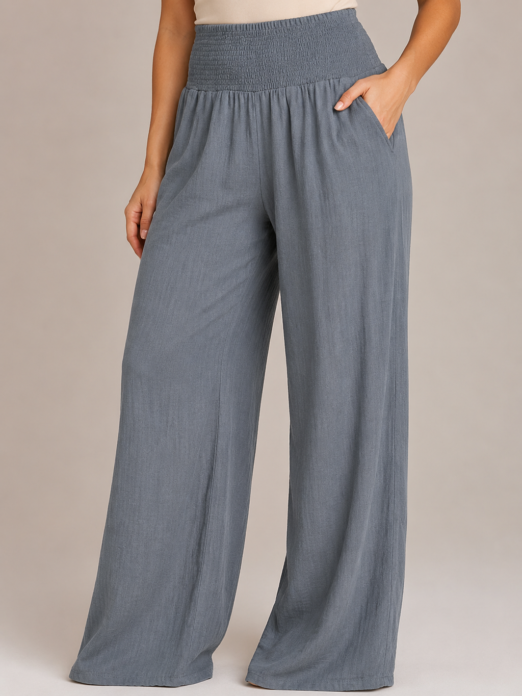 Priscille - Dames Broek Met Hoge Taille En Wijde Pijpen