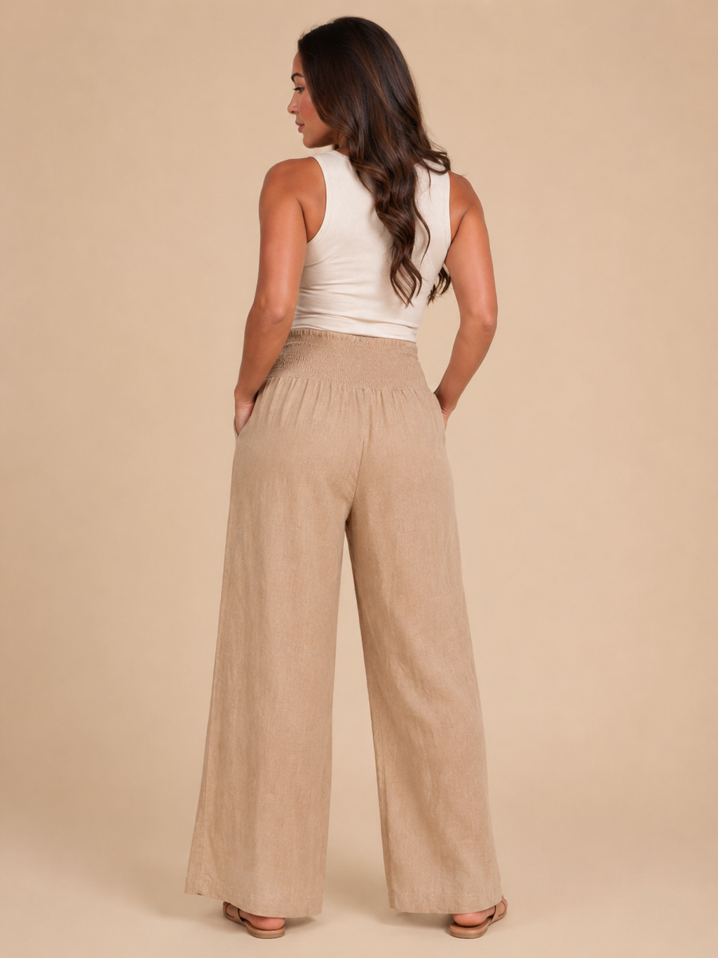 Priscille - Dames Broek Met Hoge Taille En Wijde Pijpen