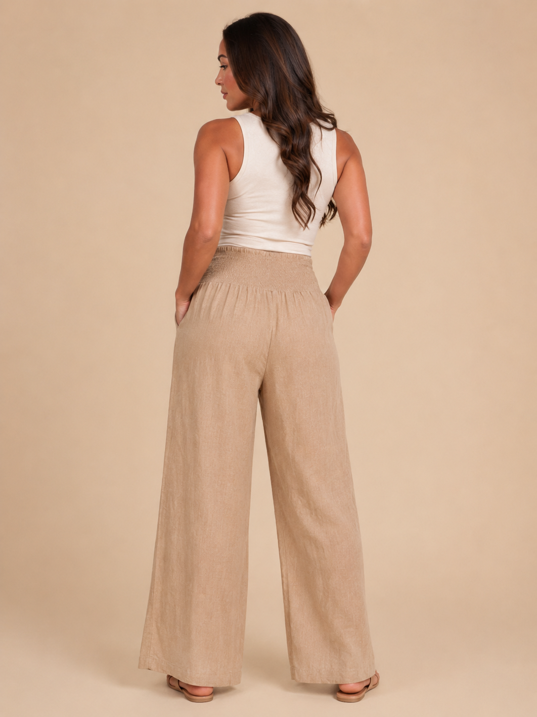 Priscille - Dames Broek Met Hoge Taille En Wijde Pijpen