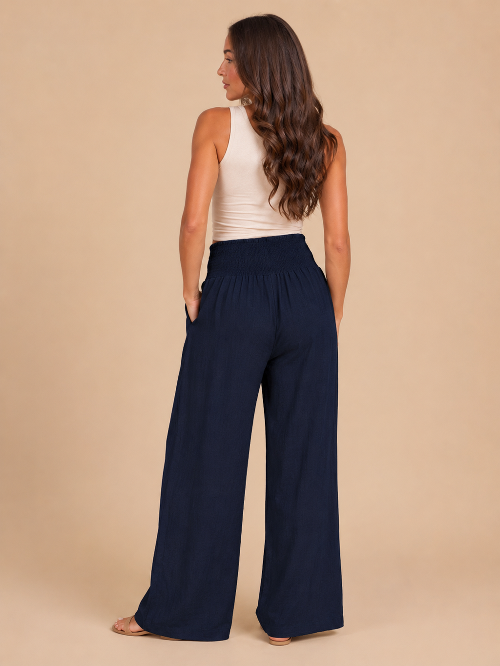 Priscille - Dames Broek Met Hoge Taille En Wijde Pijpen