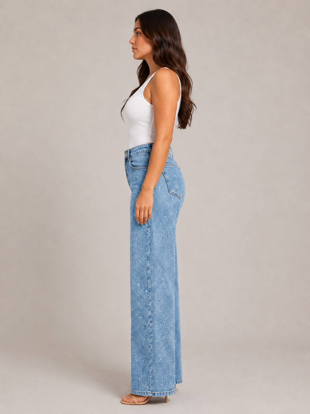 Pernia - Dames High-waist Jeans Met Rechte Pijpen En Glitterdetails