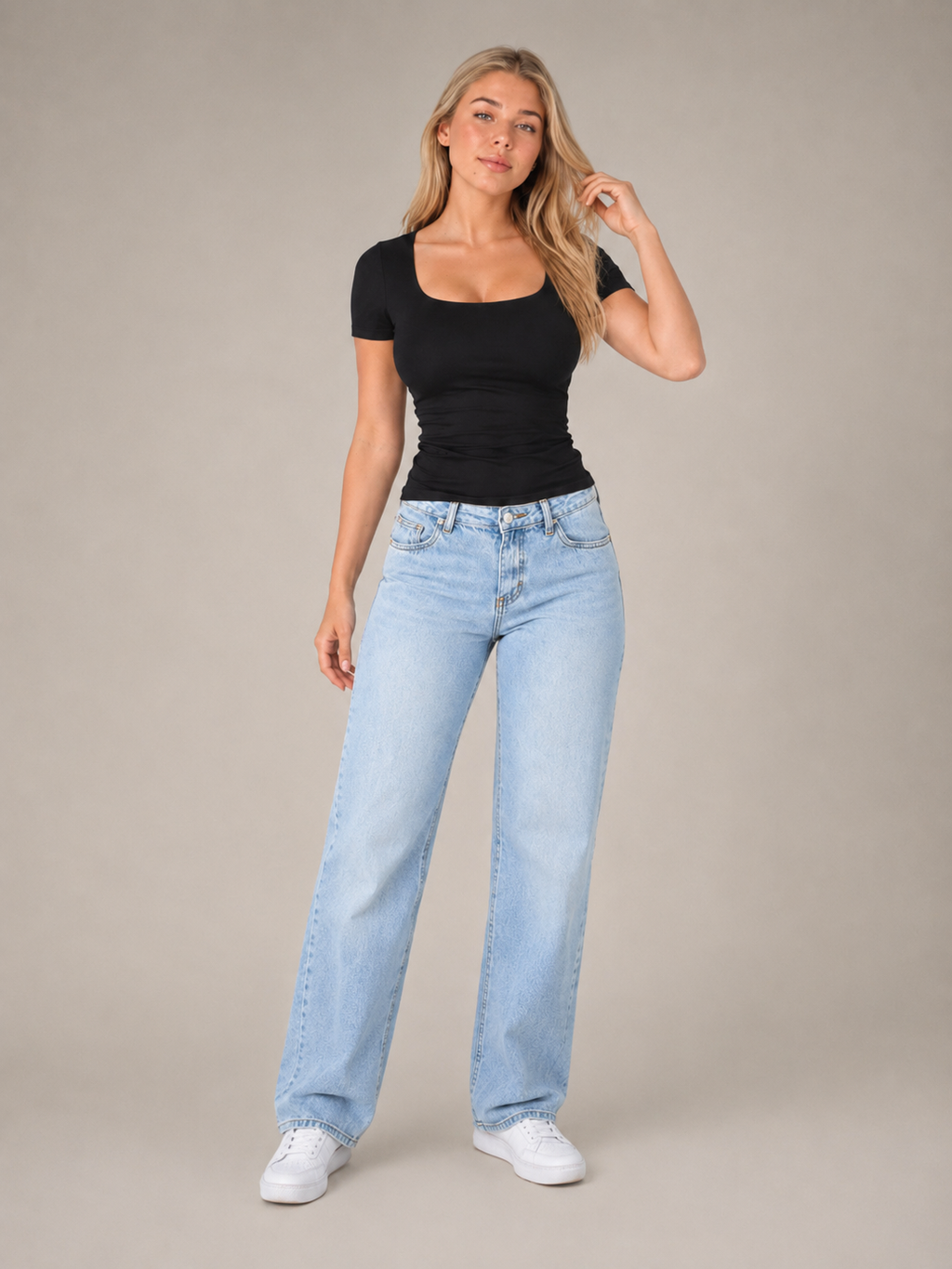 Ivara - Slim Fit Dames T-shirt Met U-hals