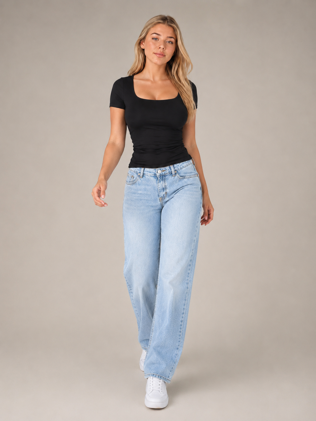 Ivara - Slim Fit Dames T-shirt Met U-hals