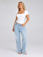 Ivara - Slim Fit Dames T-shirt Met U-hals