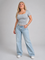 Ivara - Slim Fit Dames T-shirt Met U-hals