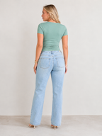 Ivara - Slim Fit Dames T-shirt Met U-hals