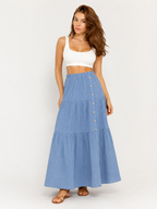 Pandora - Dames Boho Maxi-rok Met Volantlagen En Elastische Taille