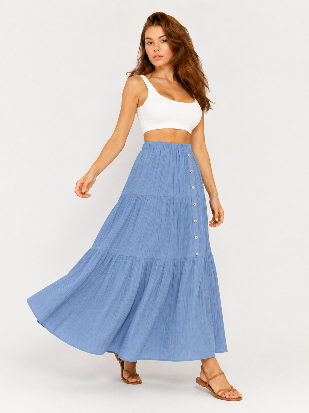 Pandora - Dames Boho Maxi-rok Met Volantlagen En Elastische Taille