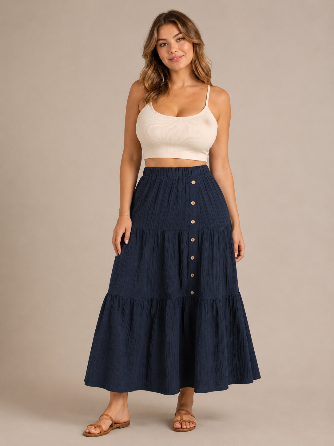 Pandora - Dames Boho Maxi-rok Met Volantlagen En Elastische Taille