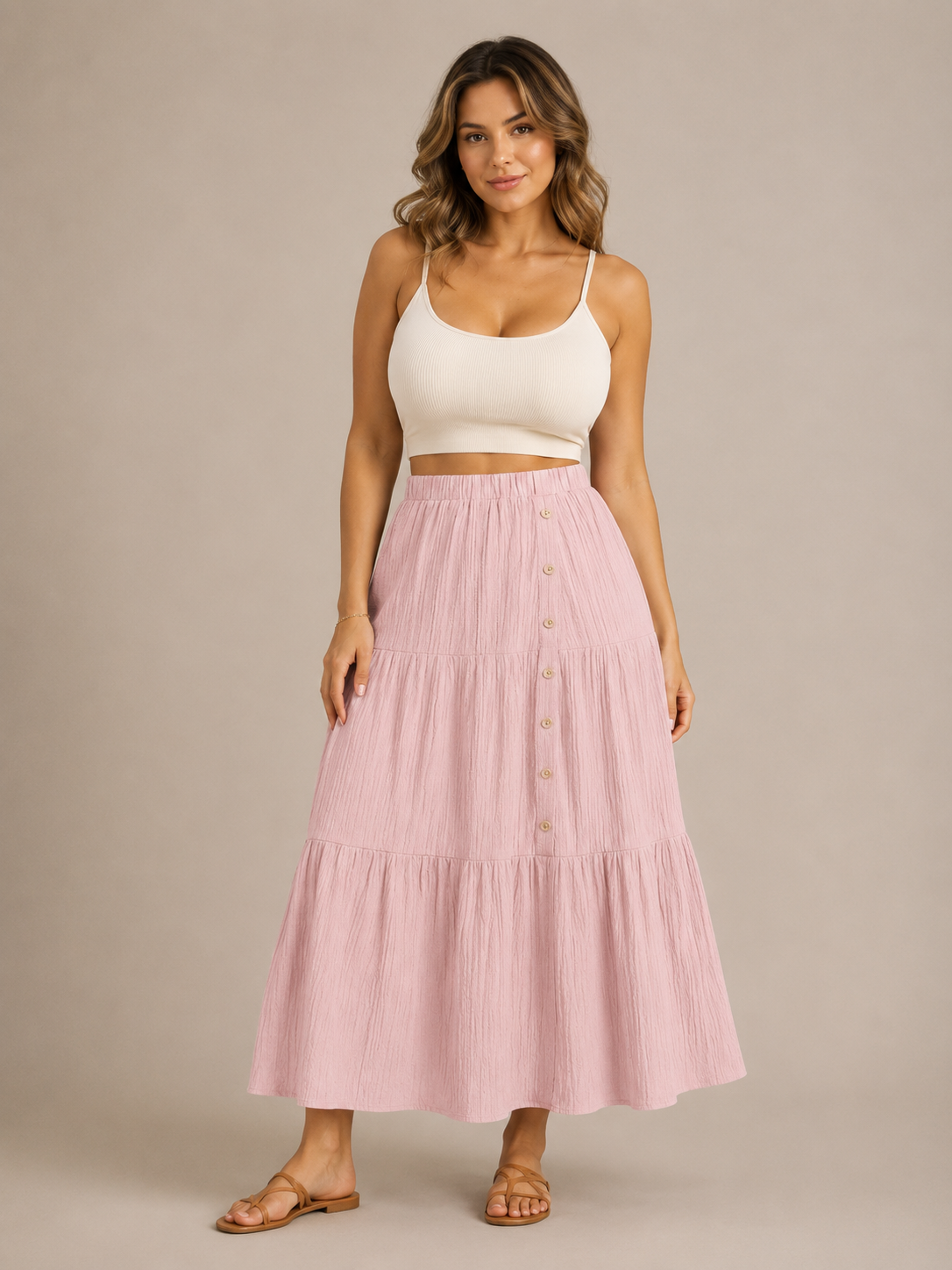 Pandora - Dames Boho Maxi-rok Met Volantlagen En Elastische Taille