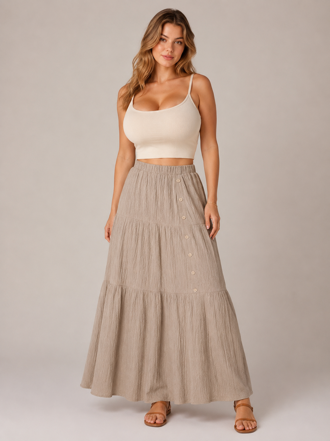 Pandora - Dames Boho Maxi-rok Met Volantlagen En Elastische Taille