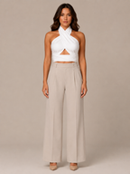 Portia - Dames Halter Crop Top Met Gekruiste Halslijn