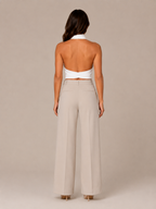 Portia - Dames Halter Crop Top Met Gekruiste Halslijn