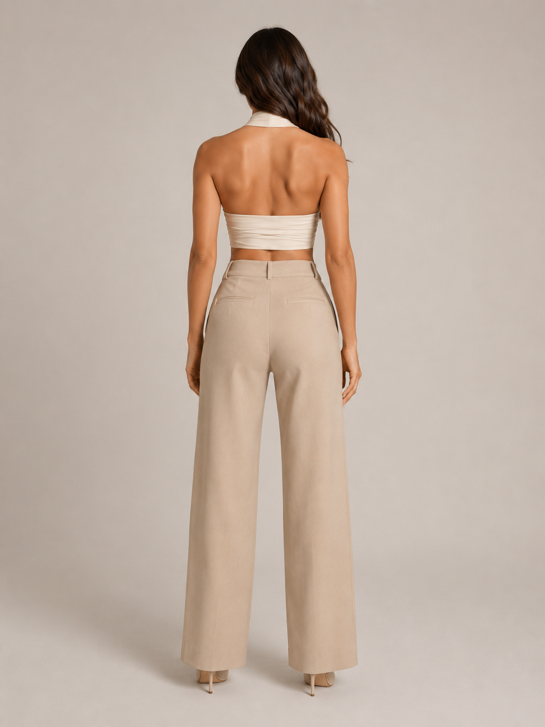 Portia - Dames Halter Crop Top Met Gekruiste Halslijn