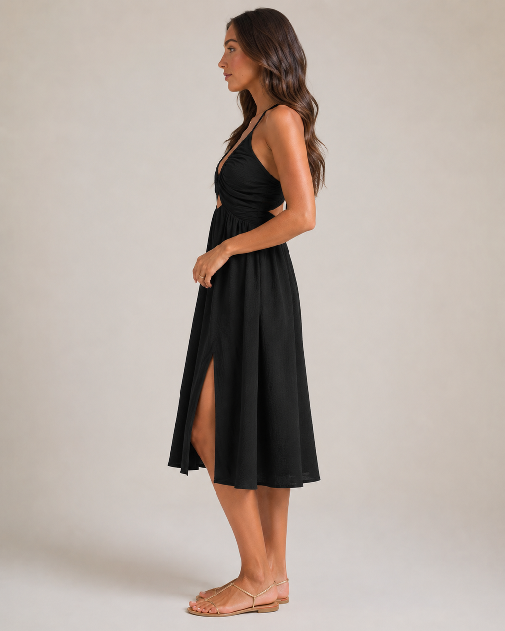 Florenza - Midi-jurk Met Cut-Out En Hoge Split