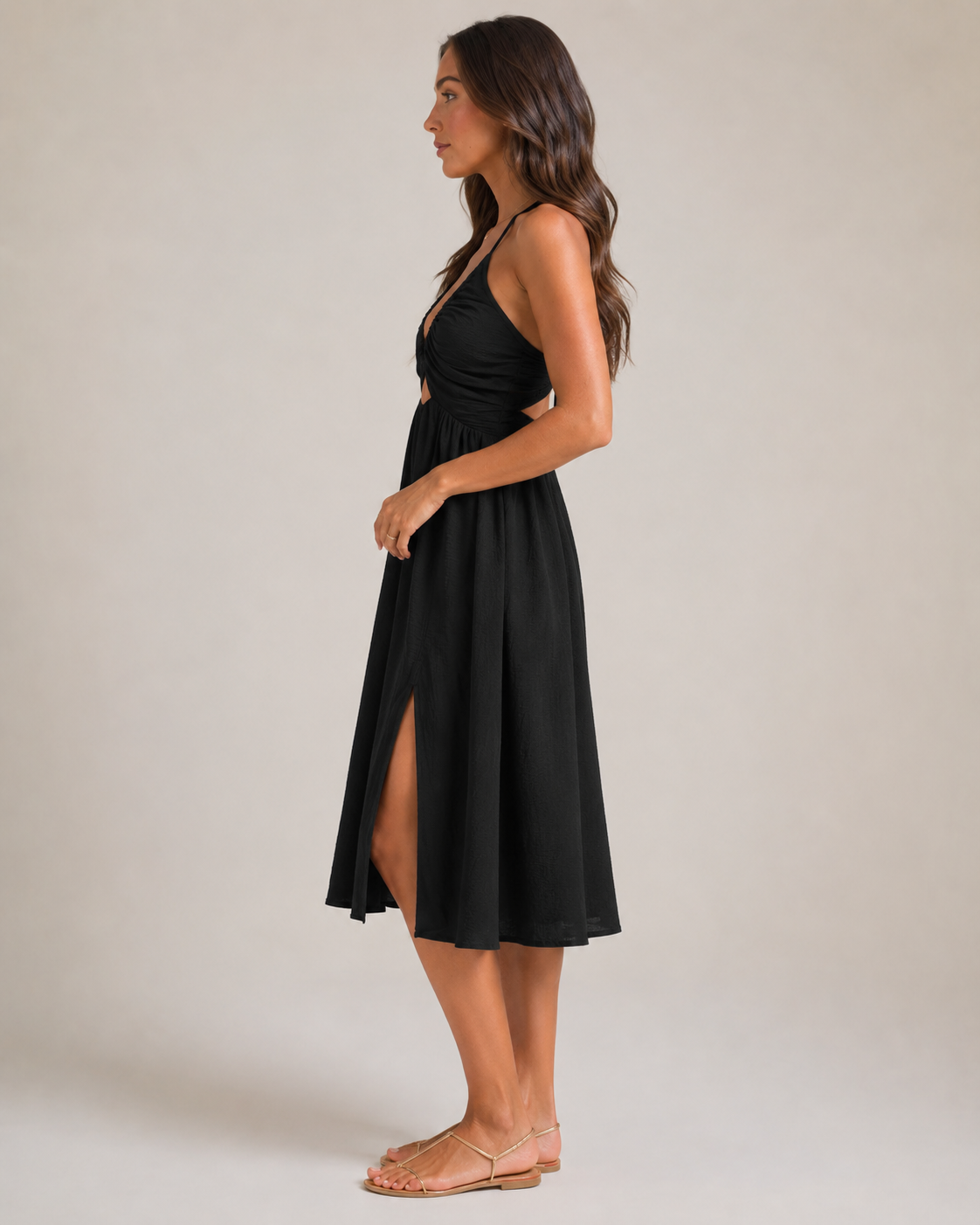 Florenza - Midi-jurk Met Cut-Out En Hoge Split