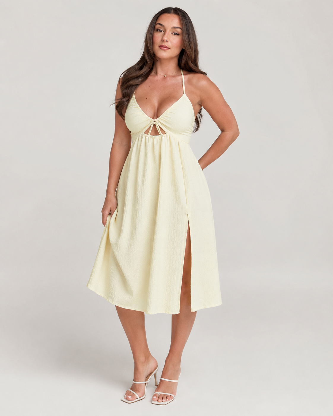 Florenza - Midi-jurk Met Cut-Out En Hoge Split